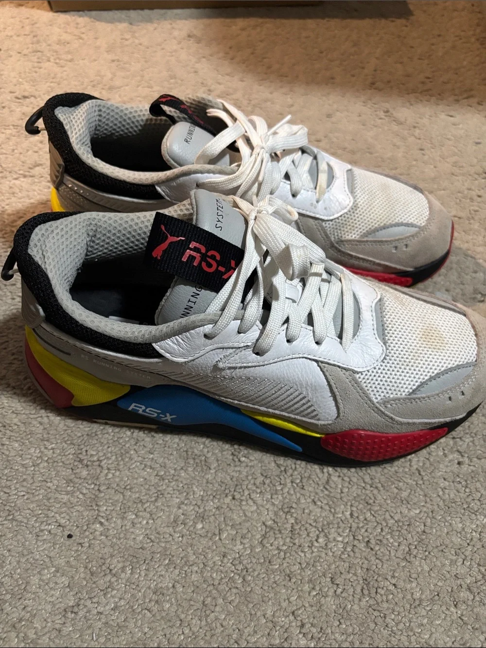 Puma Men’s Athletic Sneakers in White, Gray & Red